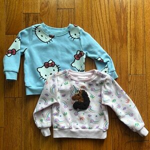 Blue Red Hello Kitty Pink Afro Unicorn Hearts Toddler Sweatshirt Bundle